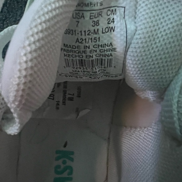 Aqua gray and white K Swiss Size 7 - Picture 3 of 5
